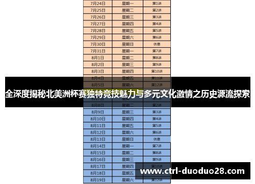全深度揭秘北美洲杯赛独特竞技魅力与多元文化激情之历史源流探索